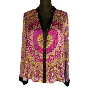 Stunning Blouse with Purple & Yellow Design